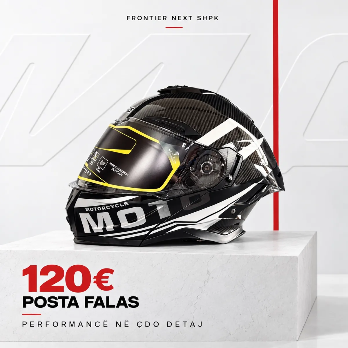 Helmetë integrale · Grafikë bardhë / zi