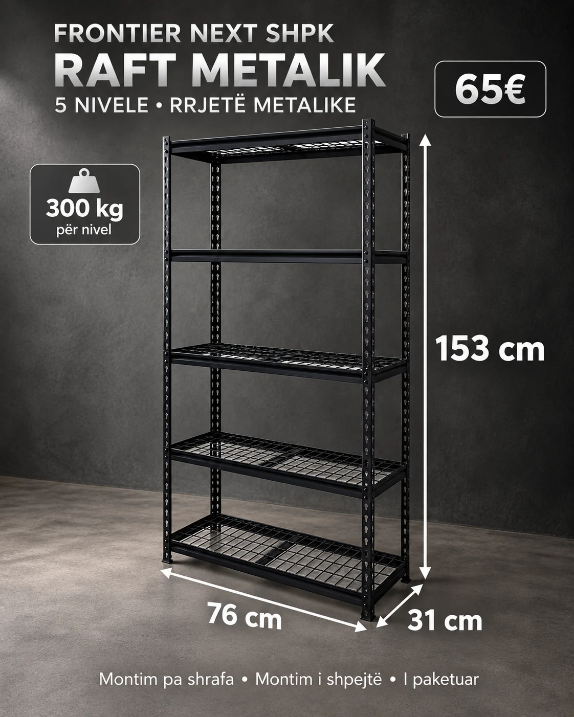 Raft metalik Tego Metal · 153 × 76 × 31 cm