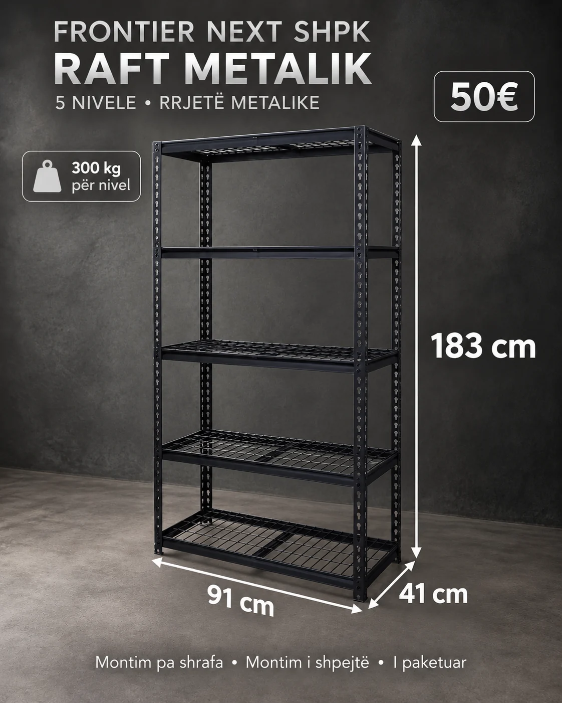 Raft metalik Tego Metal · 183 × 91 × 41 cm
